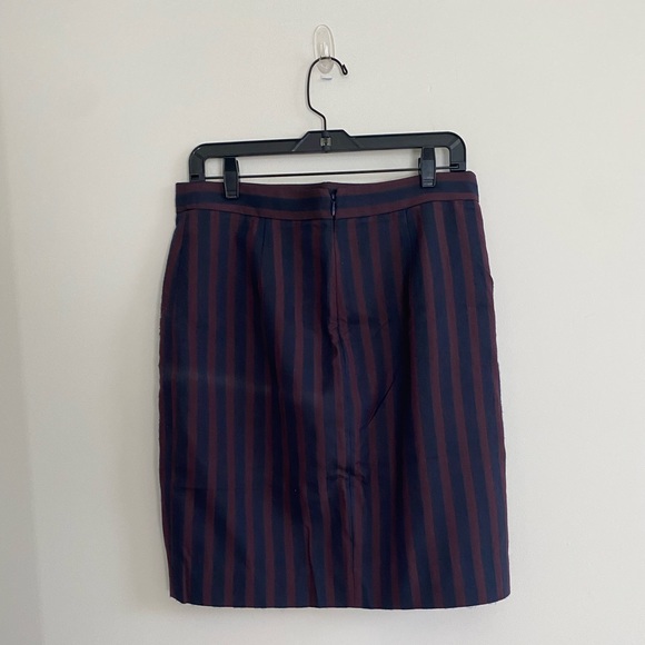 J. Crew Maroon Navy Stripe The Pencil Wrap Skirt - Picture 3 of 8